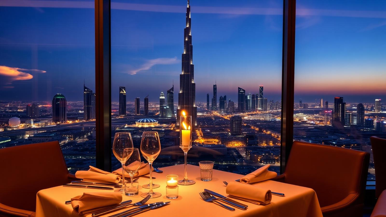 Elegant Dubai restaurant table set for a curated reservation